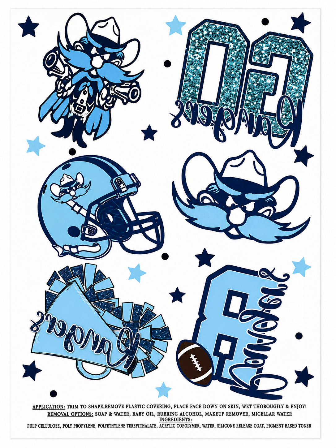 Greenwood Rangers Football and Cheer Temporary Tattoos