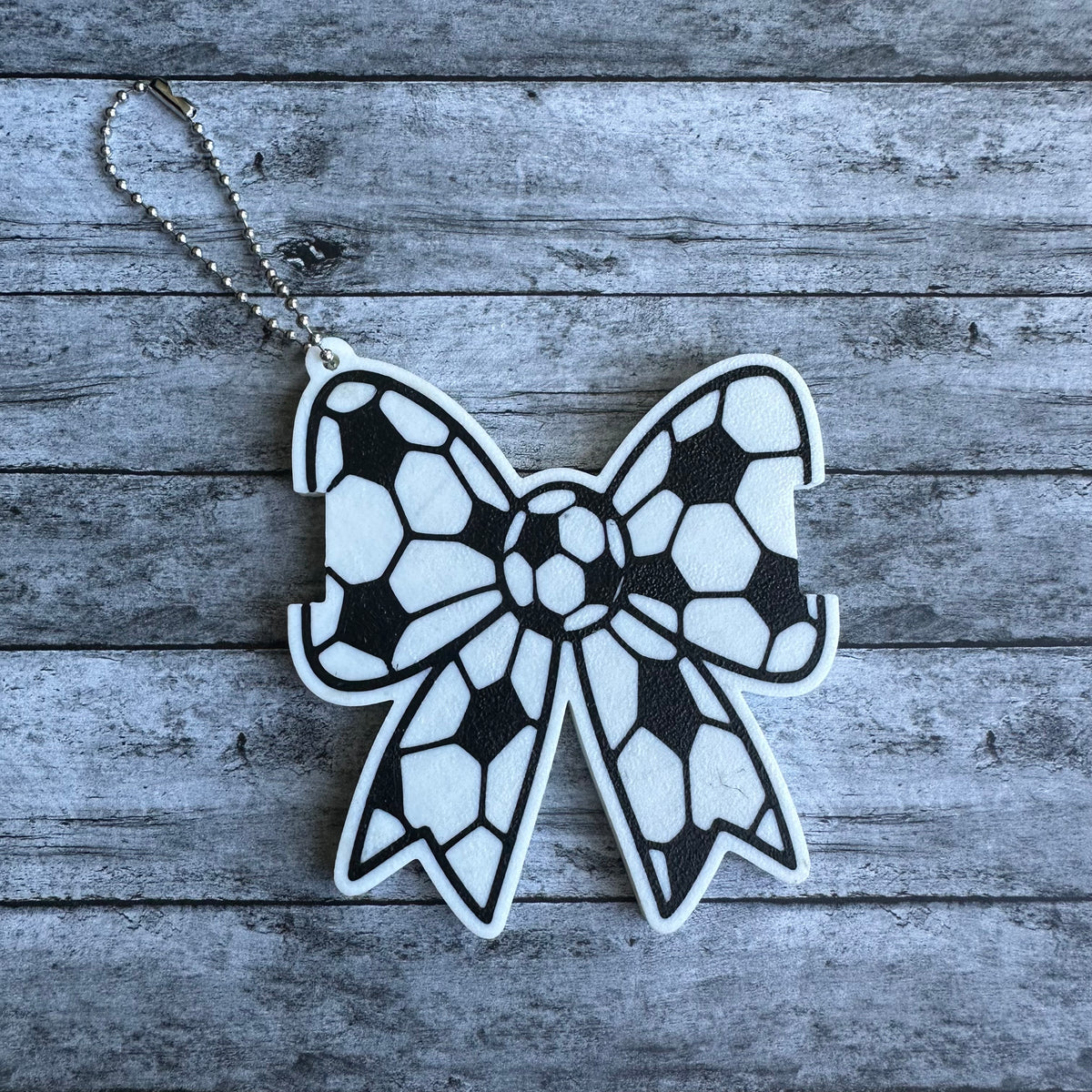 Soccer Ball Bow Keychain Hair Tie Holder