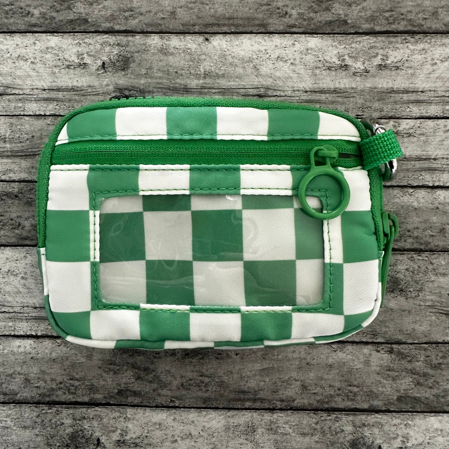 Bright Green Check Wristlet Wallet