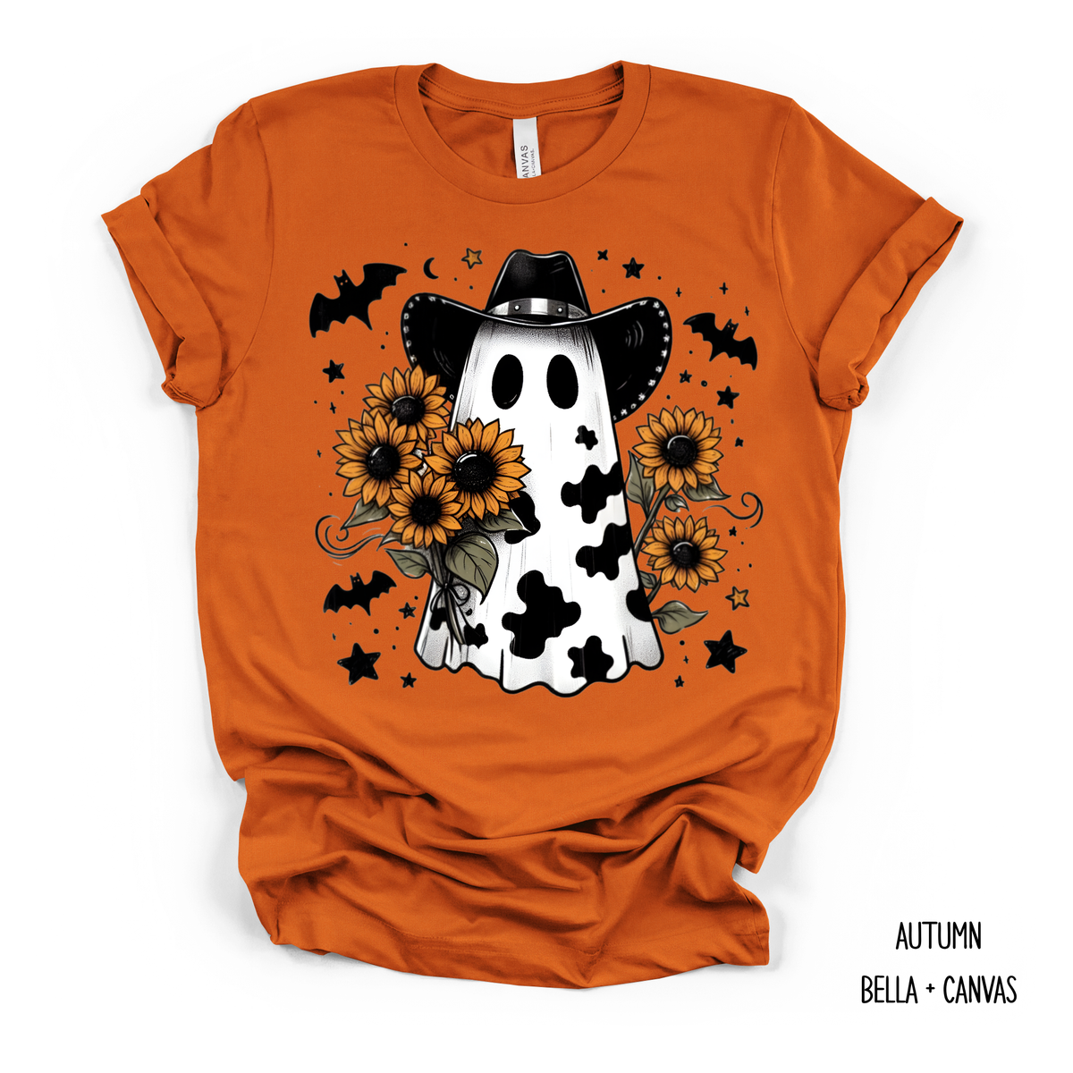 Ghost In Cowboy Hat & Flowers (Multiple Options) T-Shirt