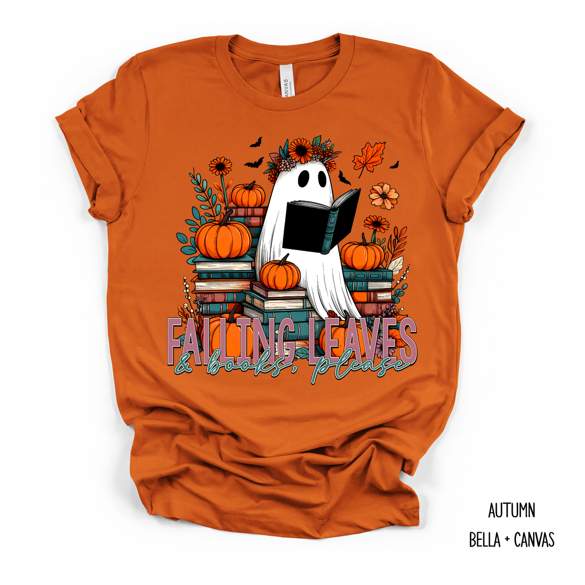 Falling Leaves And Books Please Ghost T-Shirt