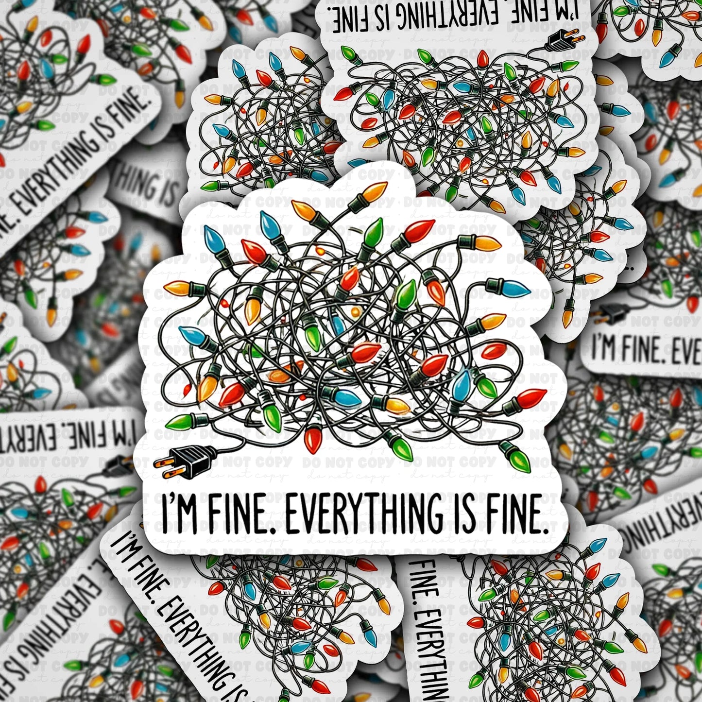 I’m Fine Christmas Lights Sticker
