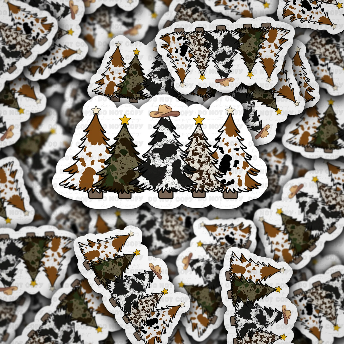 Cowboy Christmas Trees Sticker