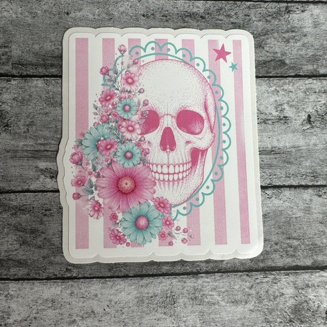 Skull With Flowers Sticker