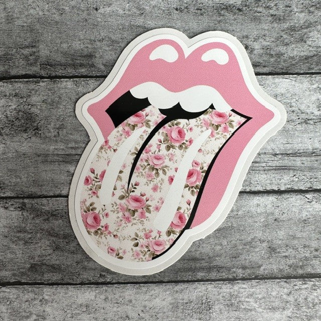 The Rolling Stones Floral Tongue Sticker