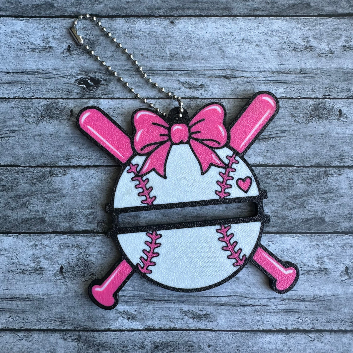 Baseball And Bat Keychain Hair Tie Holder