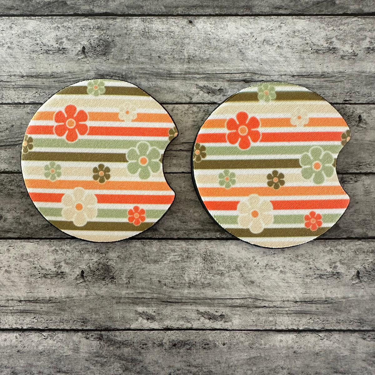 Groovy Flower Neoprene Car Coaster