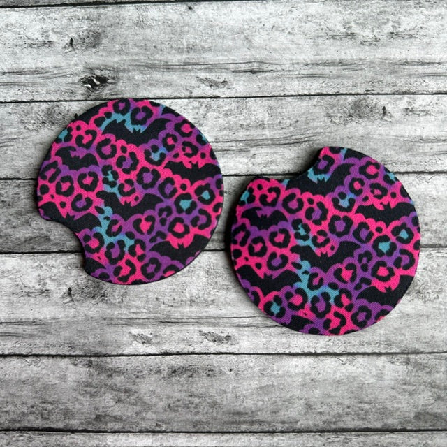Leopard Bats Neoprene Car Coaster