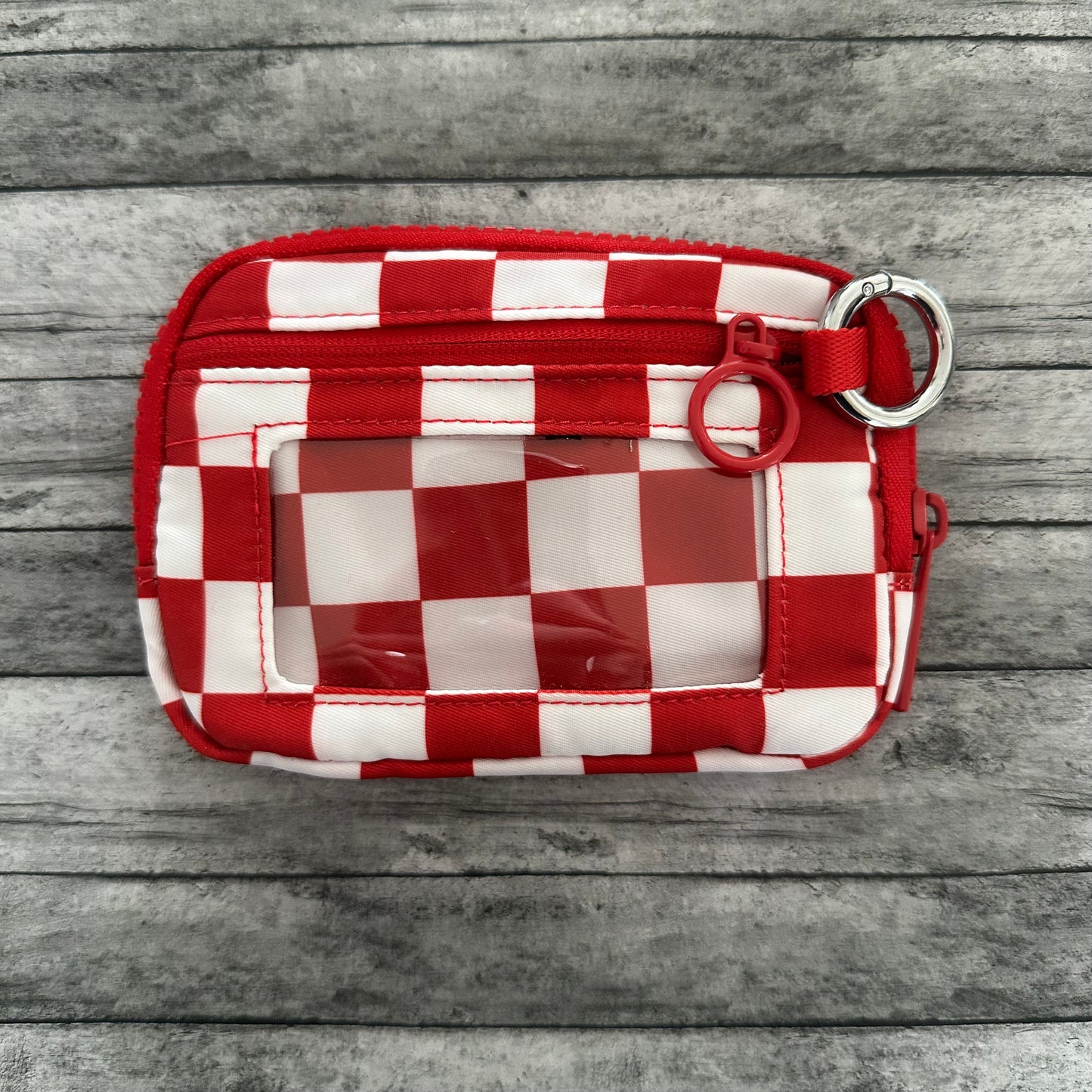 Red Check Wristlet Wallet