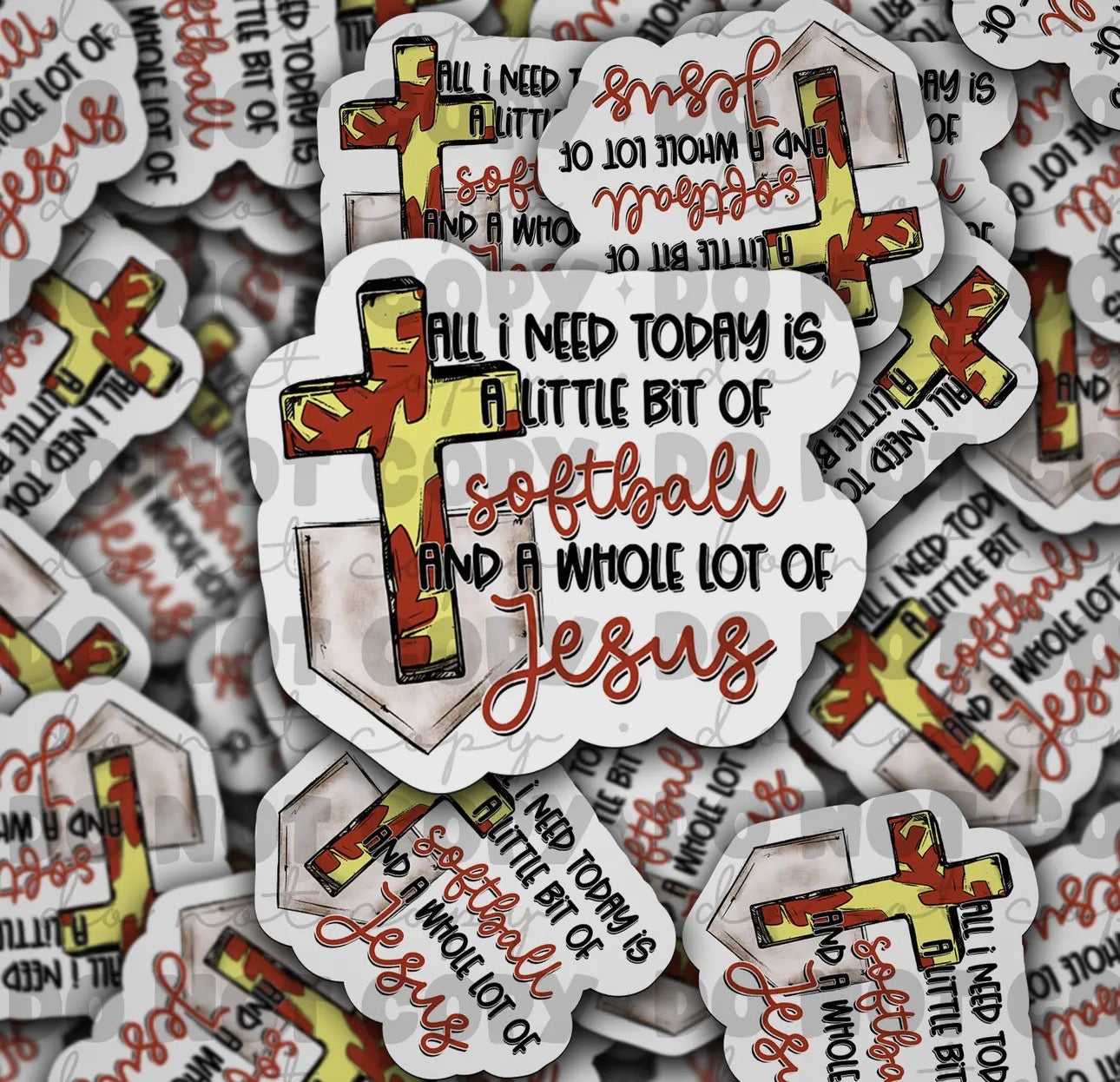 Softball And A Whole Lot Of Jesus Sticker