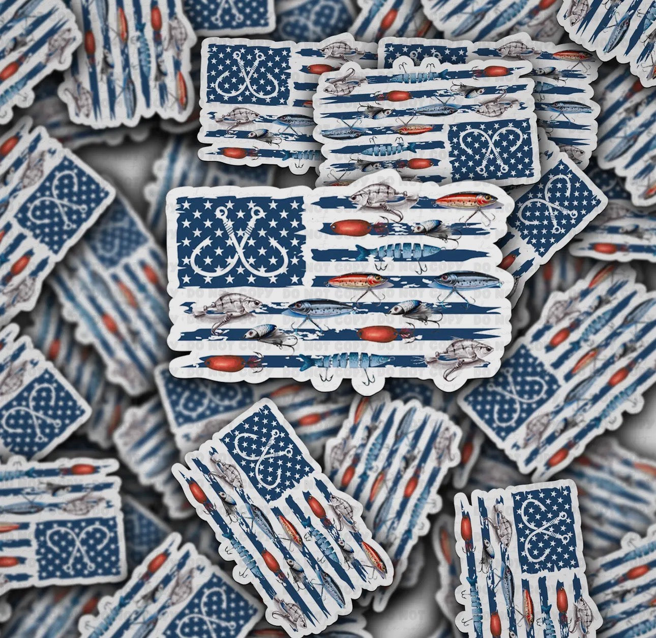 American Flag Fishing Sticker