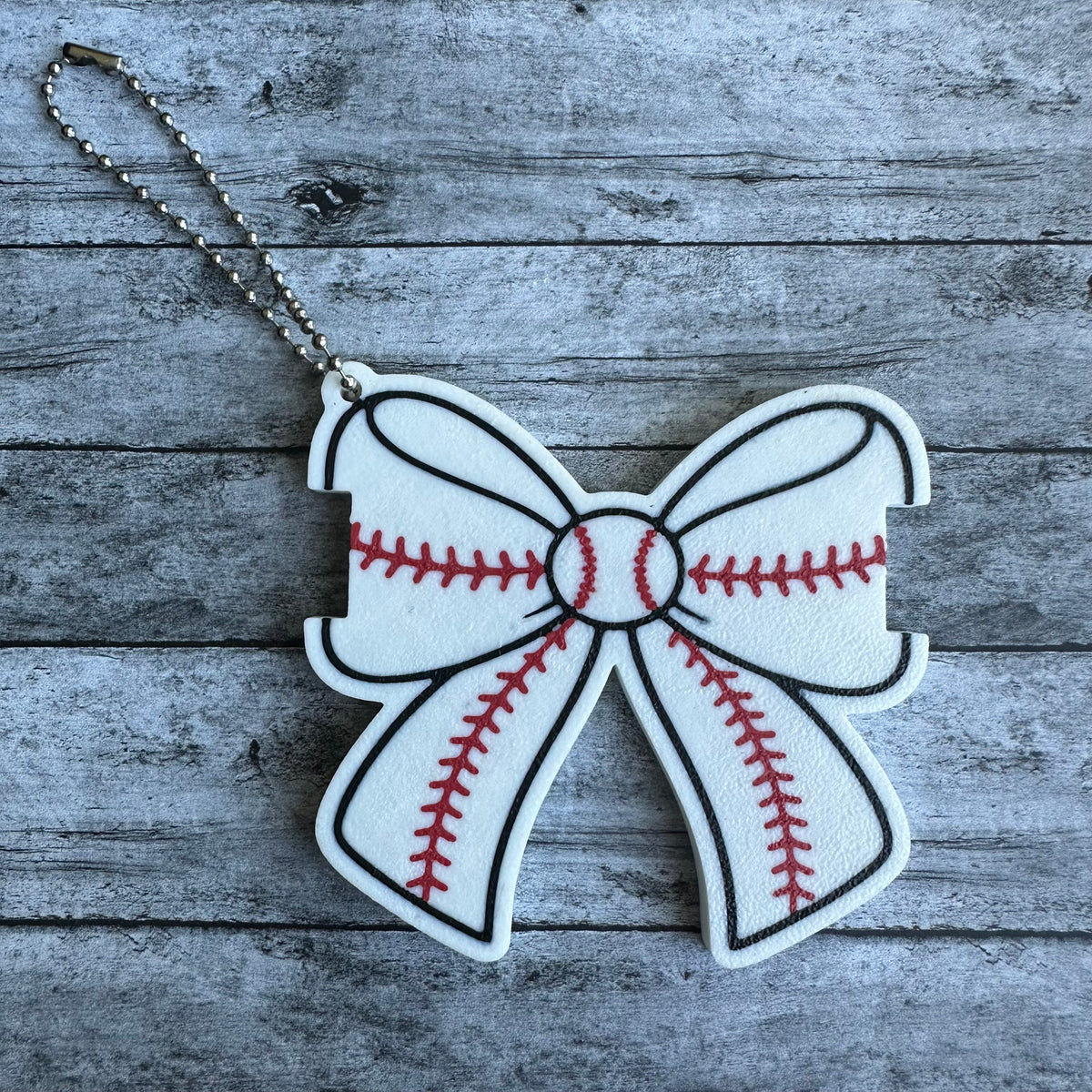 Baseball Bow Keychain Hair Tie Holder
