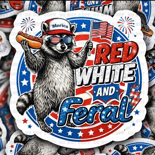 Red White And Feral Sticker