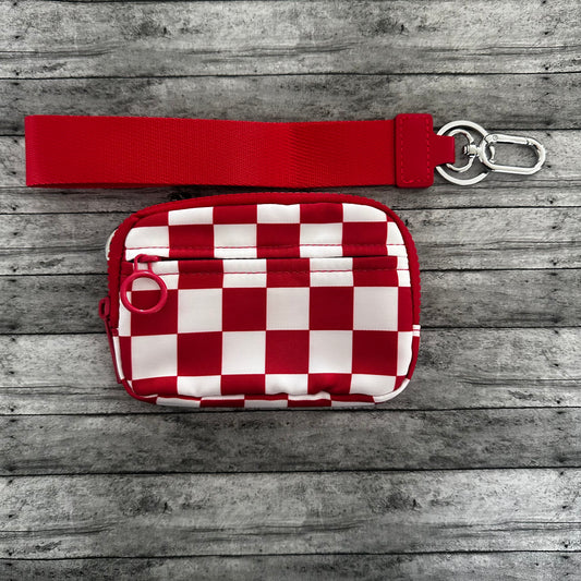 Red Check Wristlet Wallet