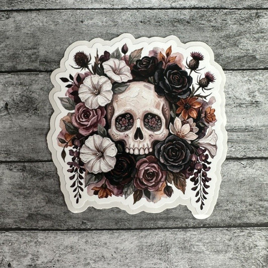 Flowers With A Skull Sticker