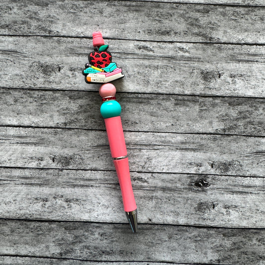 Apple And Books Beaded Pen