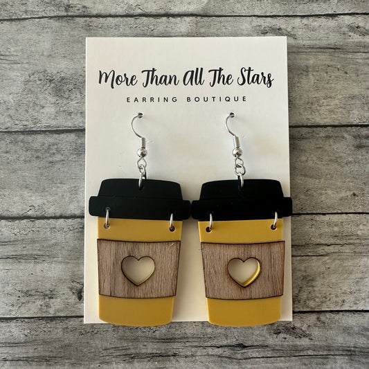 Mustard Coffee Cup Earrings