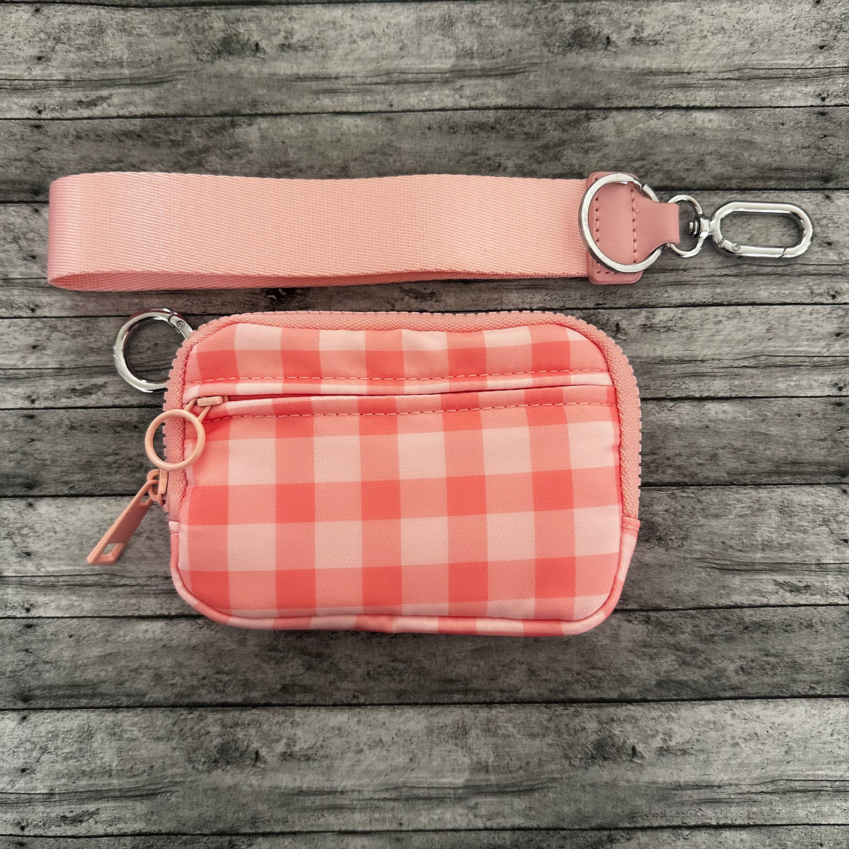 Pink Plaid Wristlet Wallet