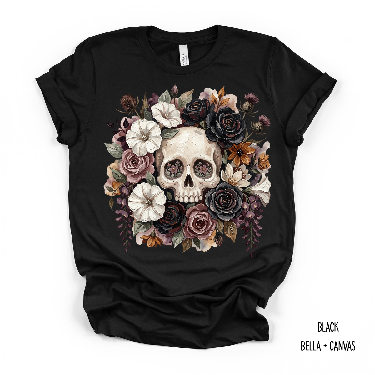 Skull In Flowers (Multiple Options) T-Shirt