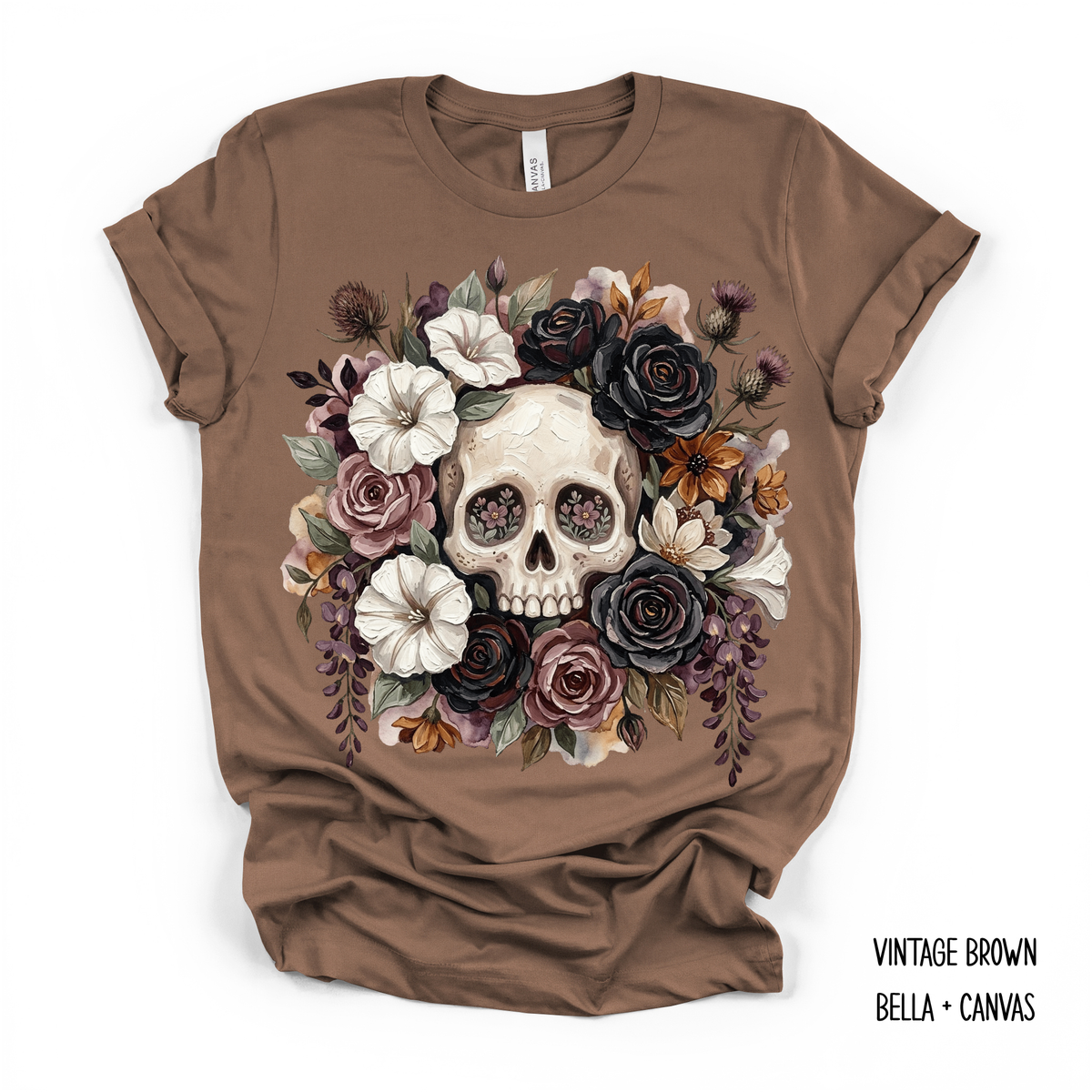Skull In Flowers (Multiple Options) T-Shirt