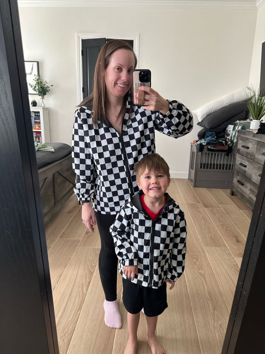 Black Checkered Windbreaker (Adult And Youth)