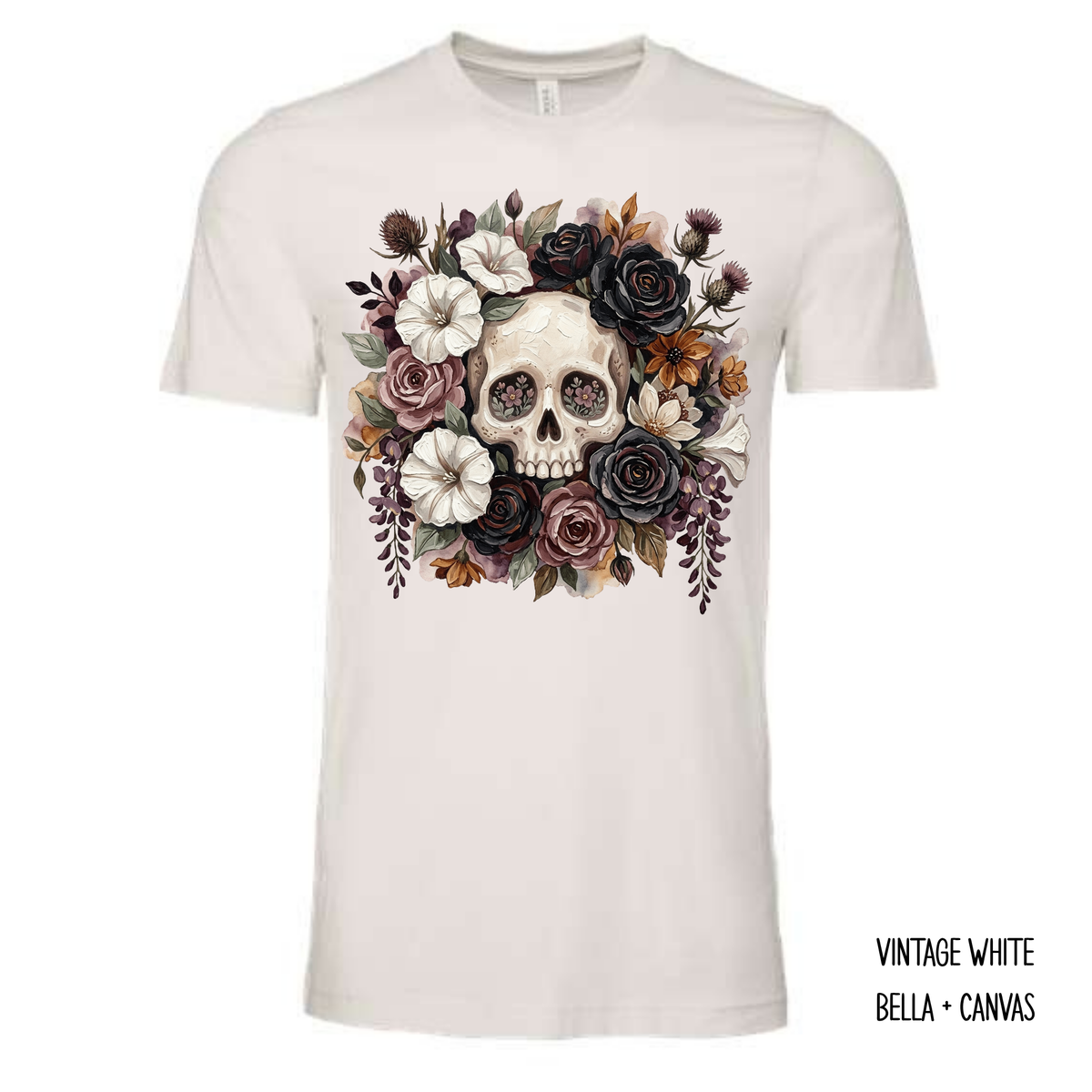 Skull In Flowers (Multiple Options) T-Shirt