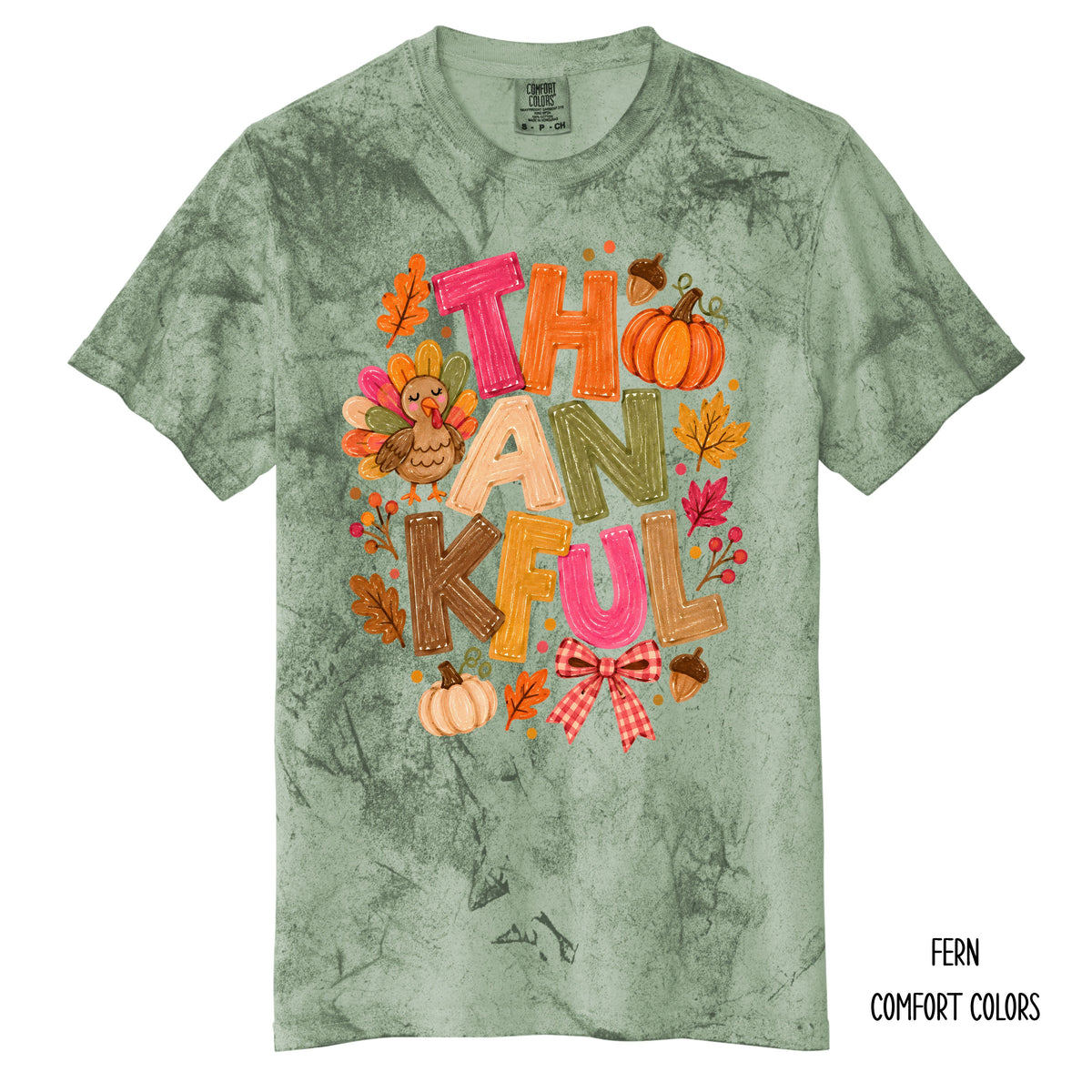 Thankful With Leaves, Pumpkins, Acorns T-Shirt