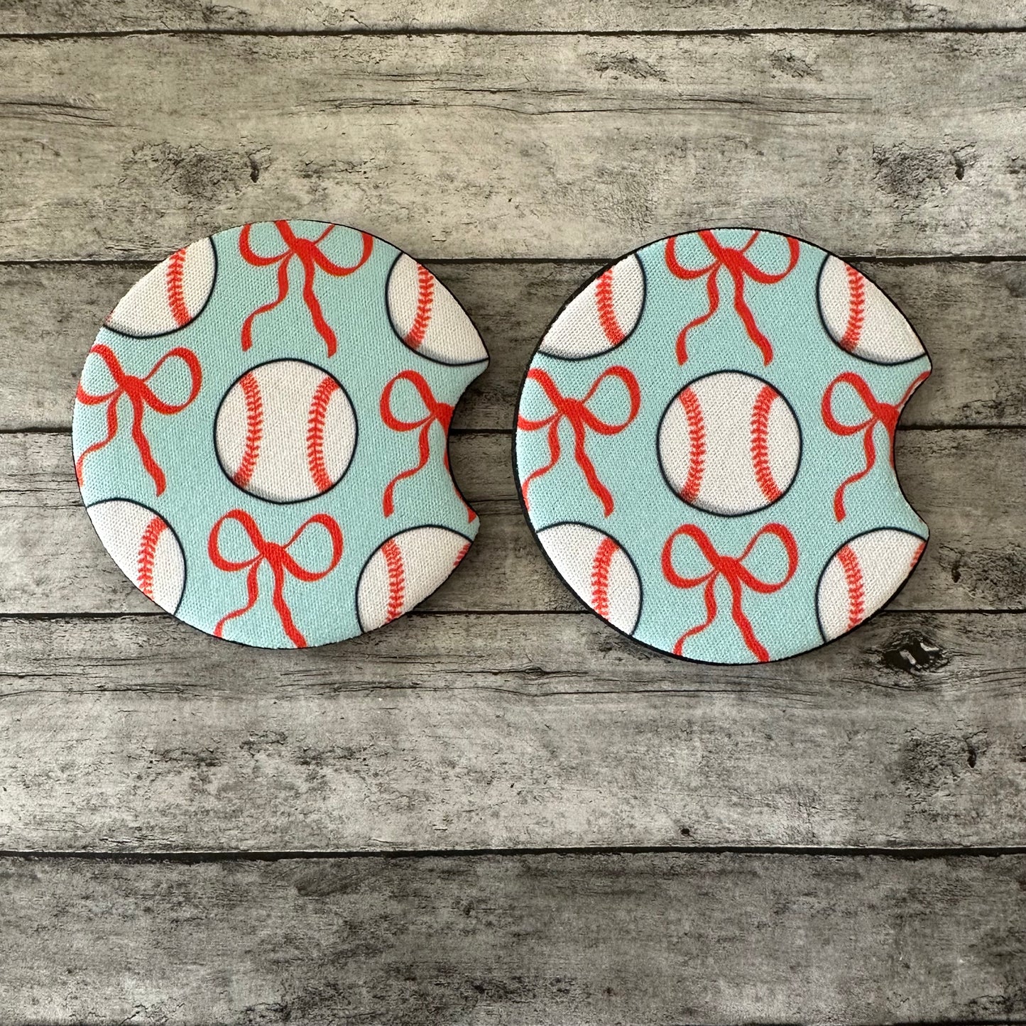 Blue Baseball Neoprene Car Coaster