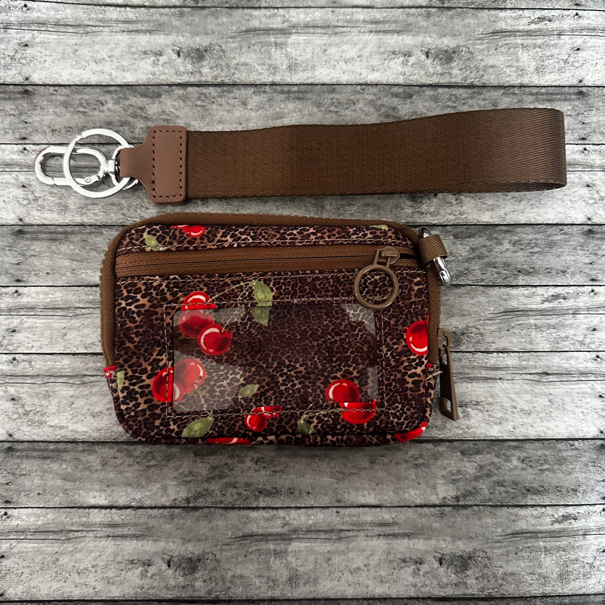 Leopard Cherry Wristlet Wallet