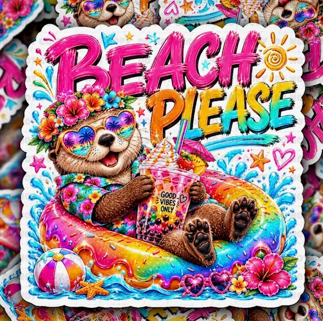 Beach Pleas Sticker