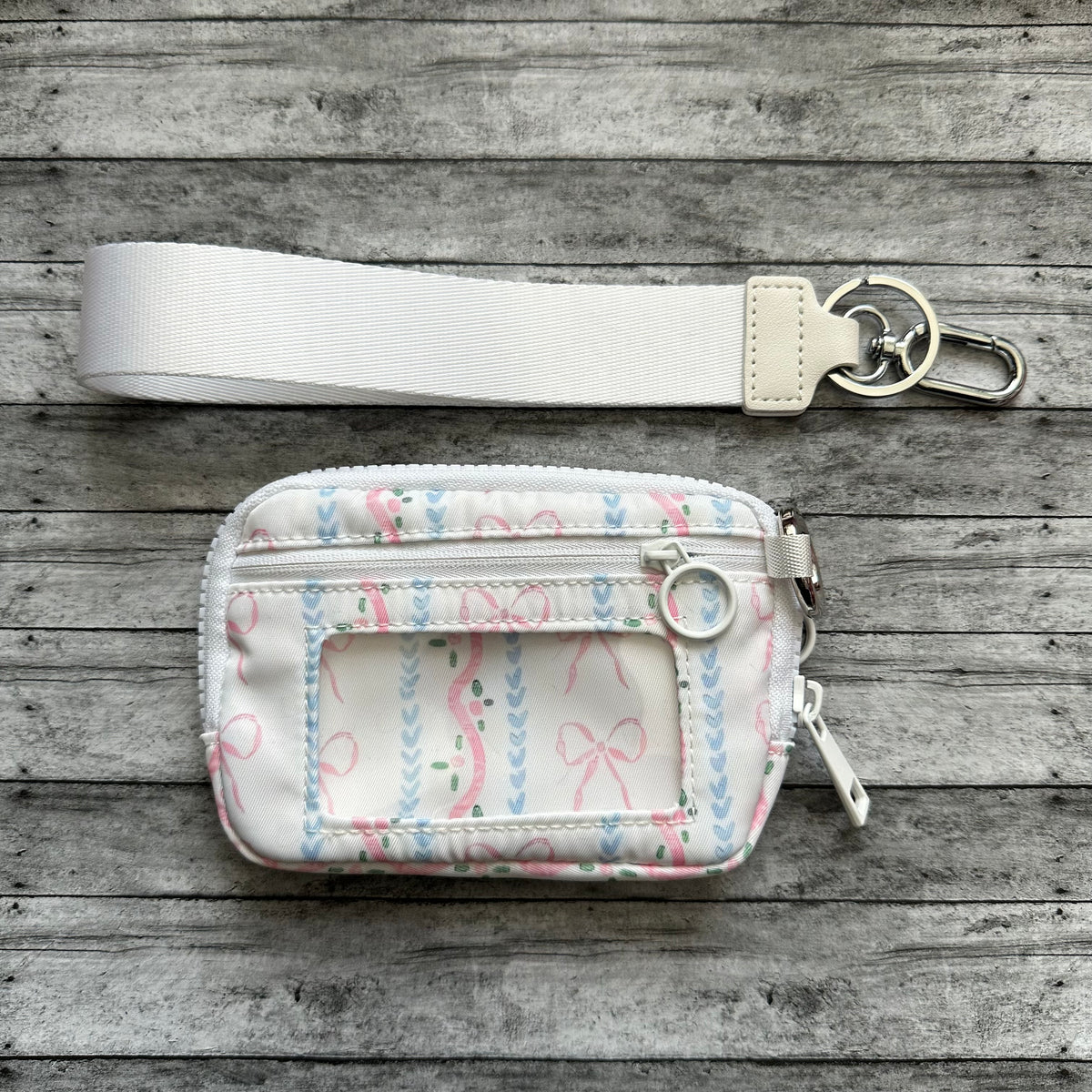 Pink Bow And Floral Wristlet Wallet