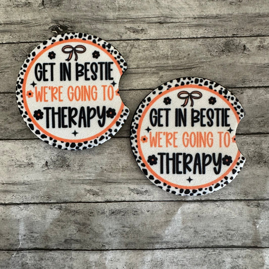Get In Bestie Neoprene Car Coaster