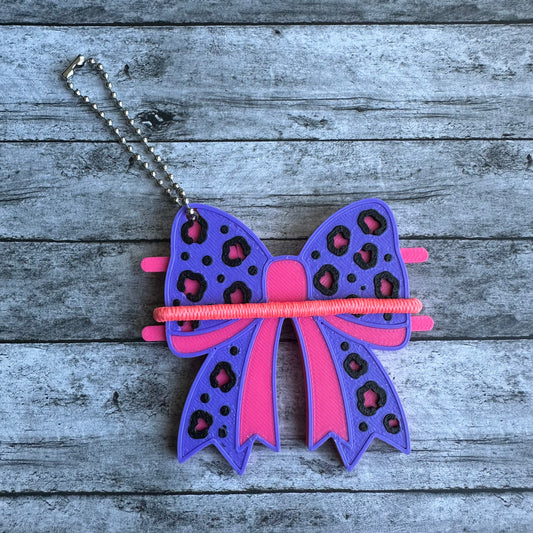Leopard Bow Keychain Hair Tie Holder
