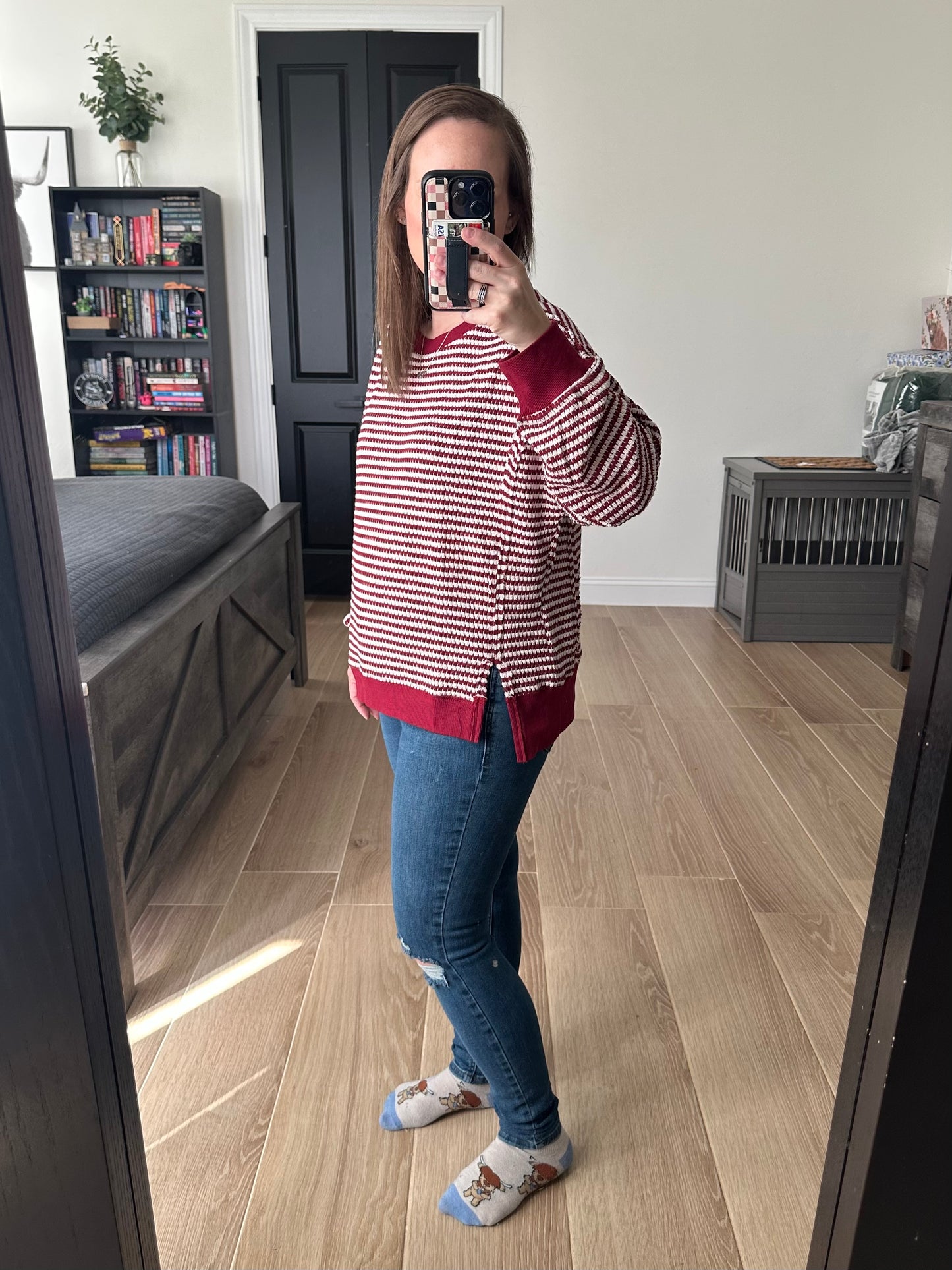 Maroon Striped Sweater