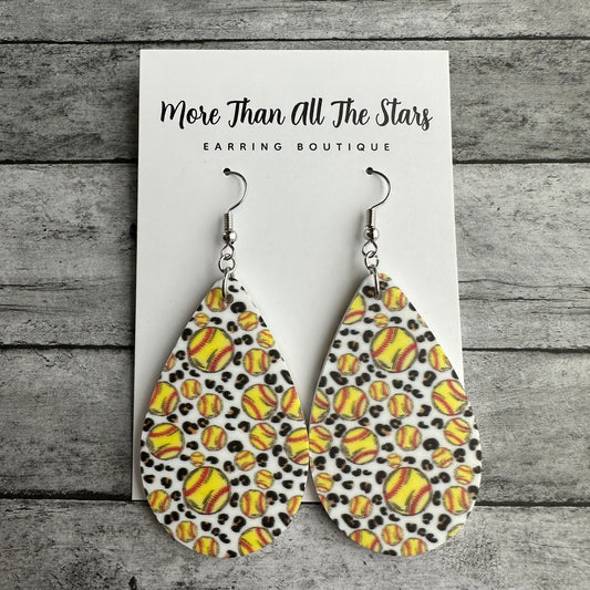 Softball Leopard Earrings