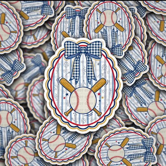 Baseball Bow Frame Sticker