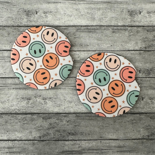 Smiley Face Neoprene Car Coaster