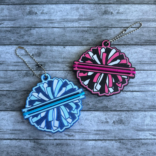 Cheer Pom Pom Keychain Hair Tie Holder