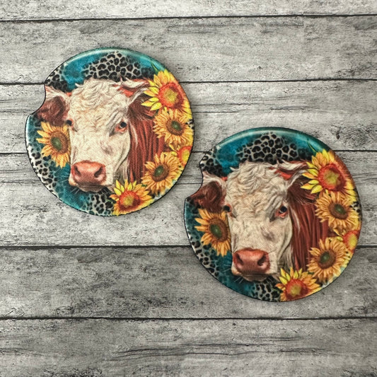 Cow Neoprene Car Coaster