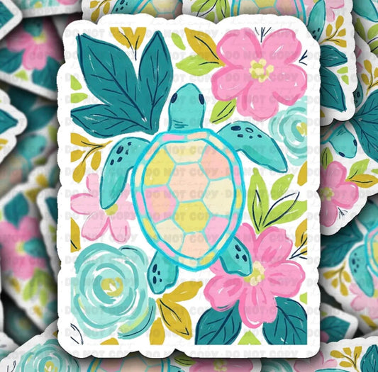 Flower Turtle Sticker