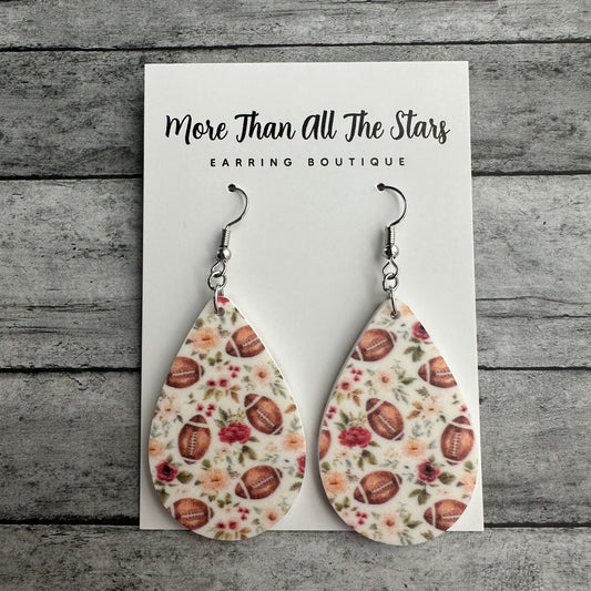 Floral Football Earrings