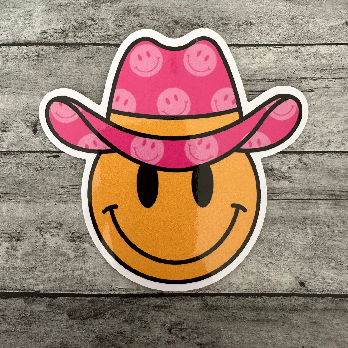 Cowgirl Smiley Face Sticker