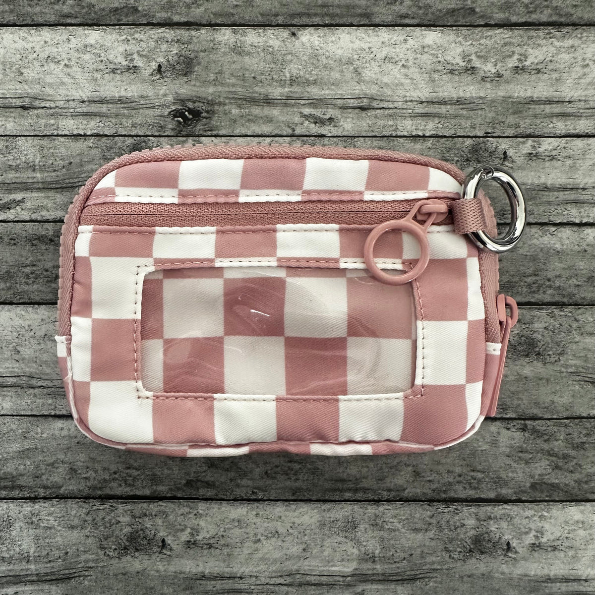 Mauve Pink Check Wristlet Wallet
