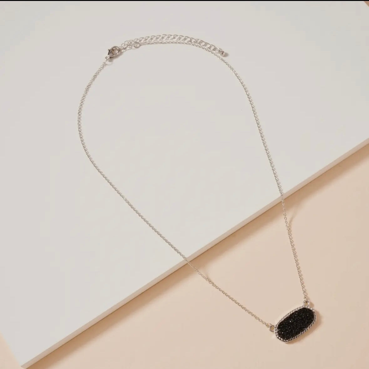 Black Druzy Stone Necklace