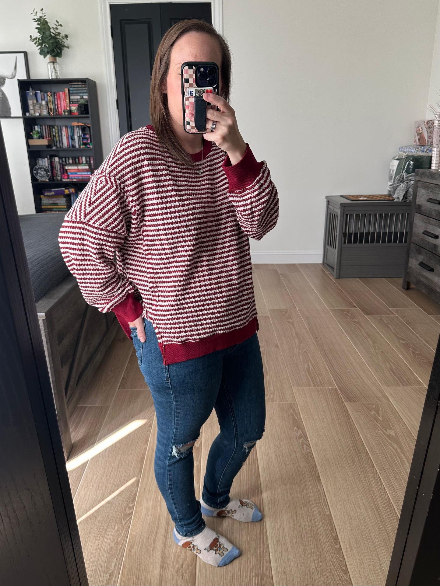 Maroon Striped Sweater