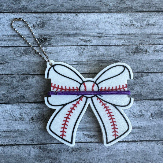 Baseball Bow Keychain Hair Tie Holder