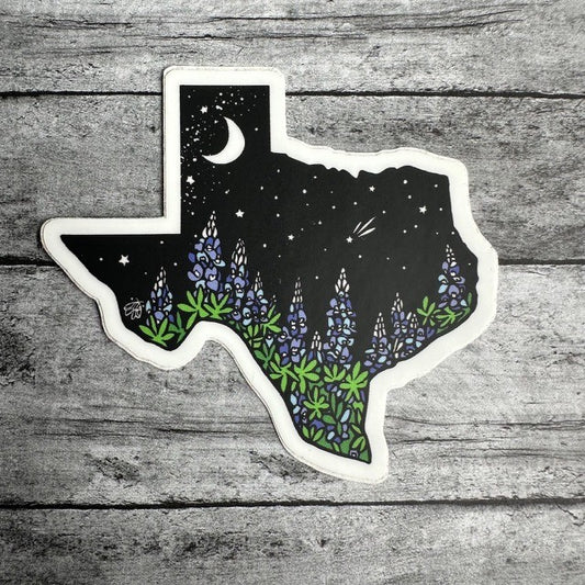 Texas With Bluebonnet Sticker