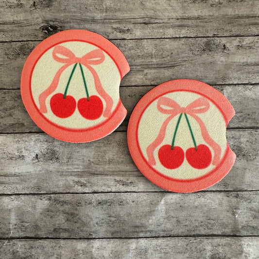 Cherry Neoprene Car Coaster