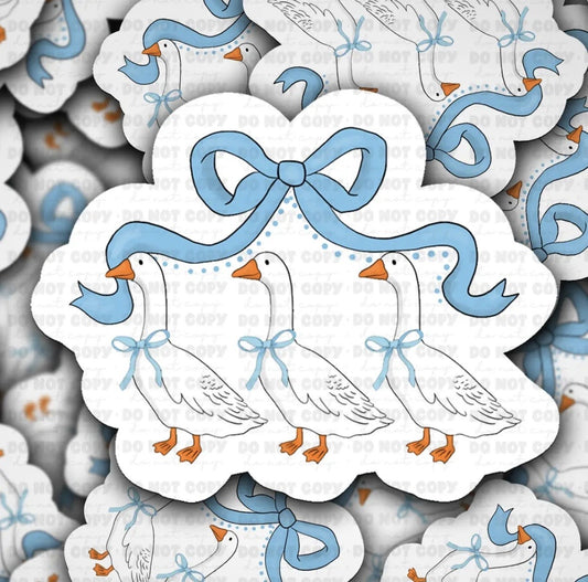 Geese with Bule Bows Sticker
