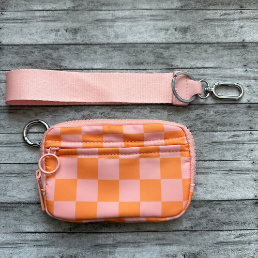 Pink And Orange Check Wristlet Wallet